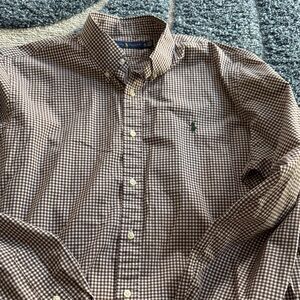 NWOT..Ralph Lauren Men's Button-Up Brown Gingham Shirt
